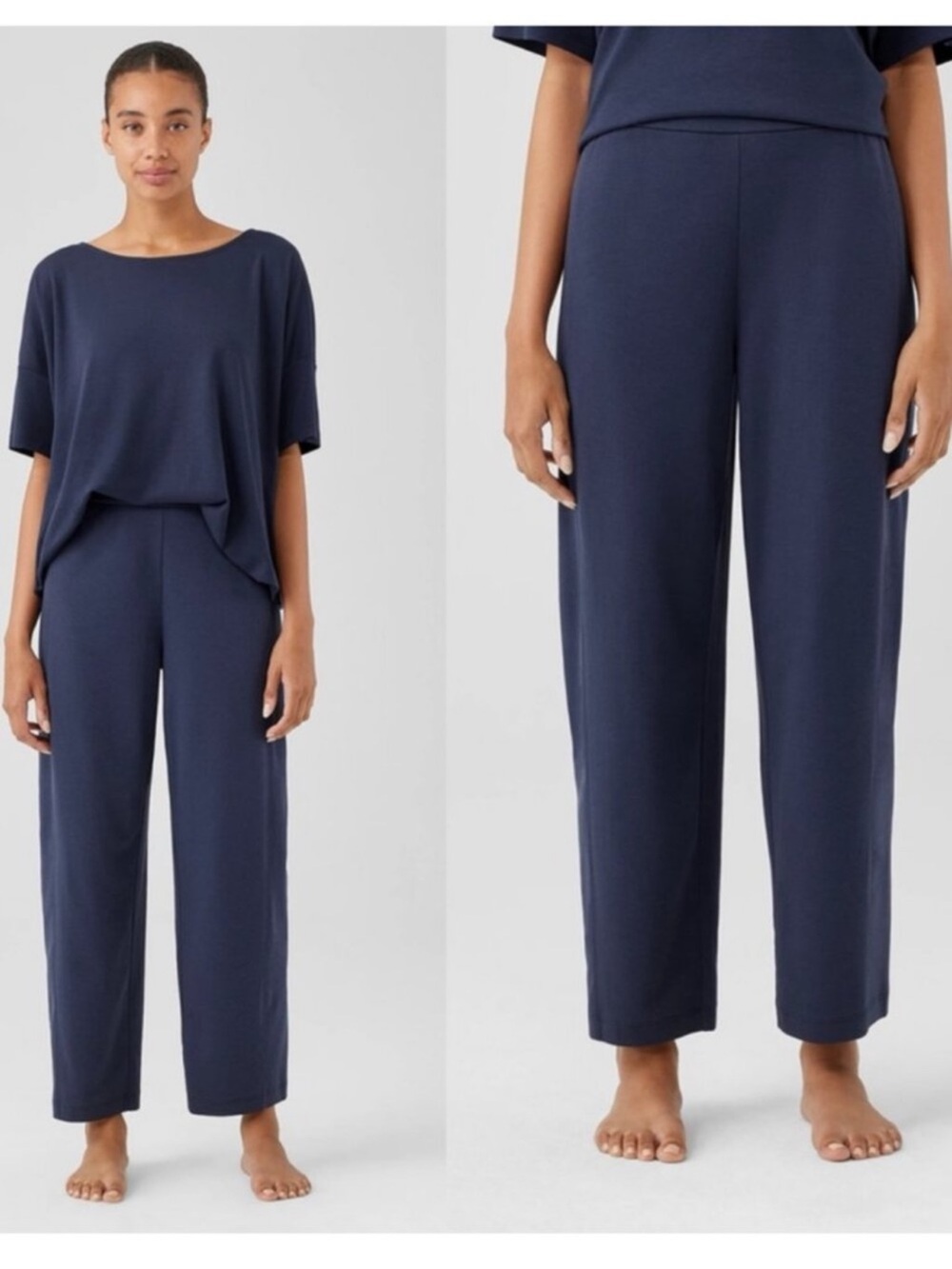 Eileen Fisher Organic Cotton Interlock Lantern Sleep
Pants Blue Size Medium